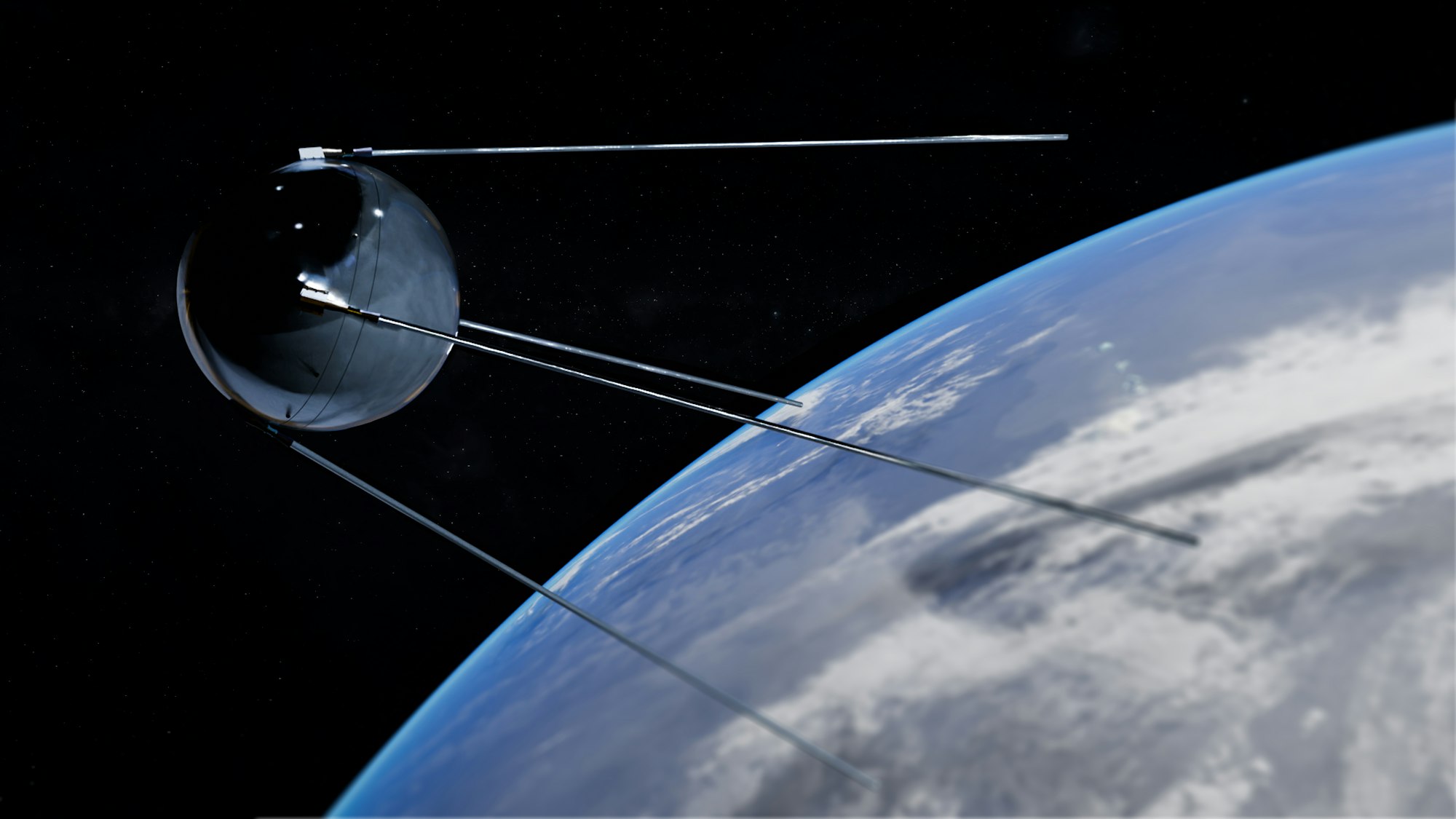 Satellite orbiting Earth with clouds visible below, representing satellite-based observation of the planet